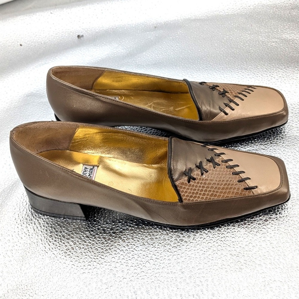 Timothy Hitsman Helena Leather Loafers Bronze Ombre Snake Square Toe 6M Spain